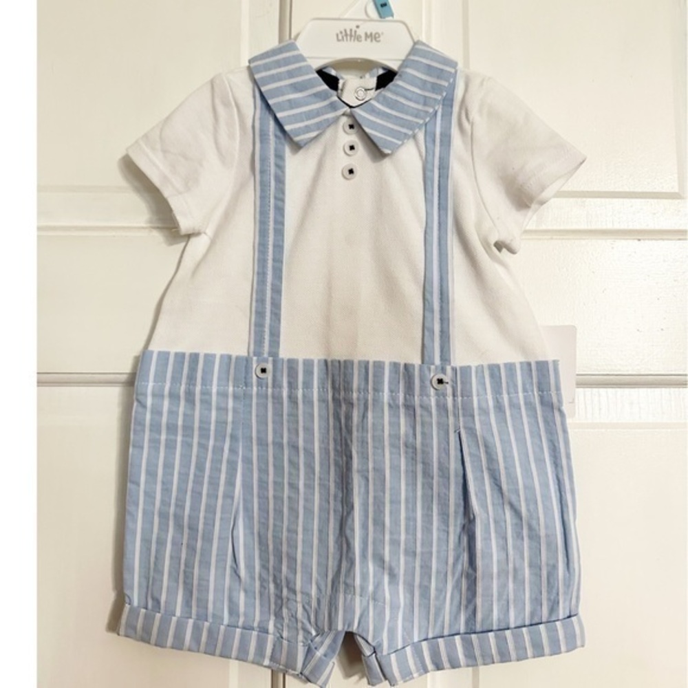 Little Me Baby Boy Romper and Hat NWT Sz 6m